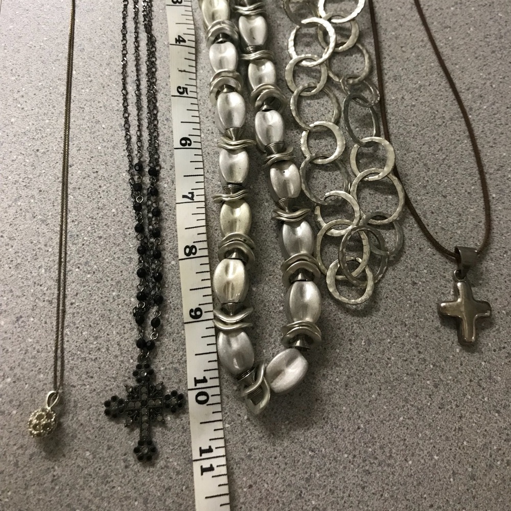 Lot of sterling silver costume necklaces.